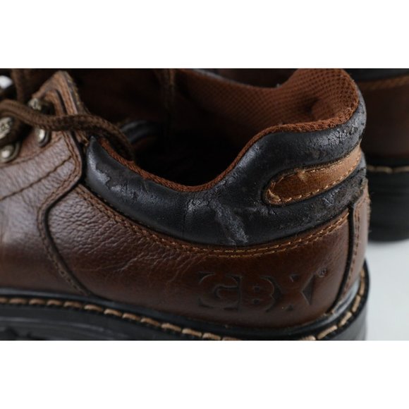 Vintage Grunge Goth Mens Size 8 Distressed Leather Chunky Platform Shoes Brown main image 5